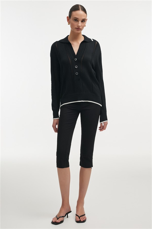 NR LAUREN KNITTED BLOUSE BLACK/WHITE